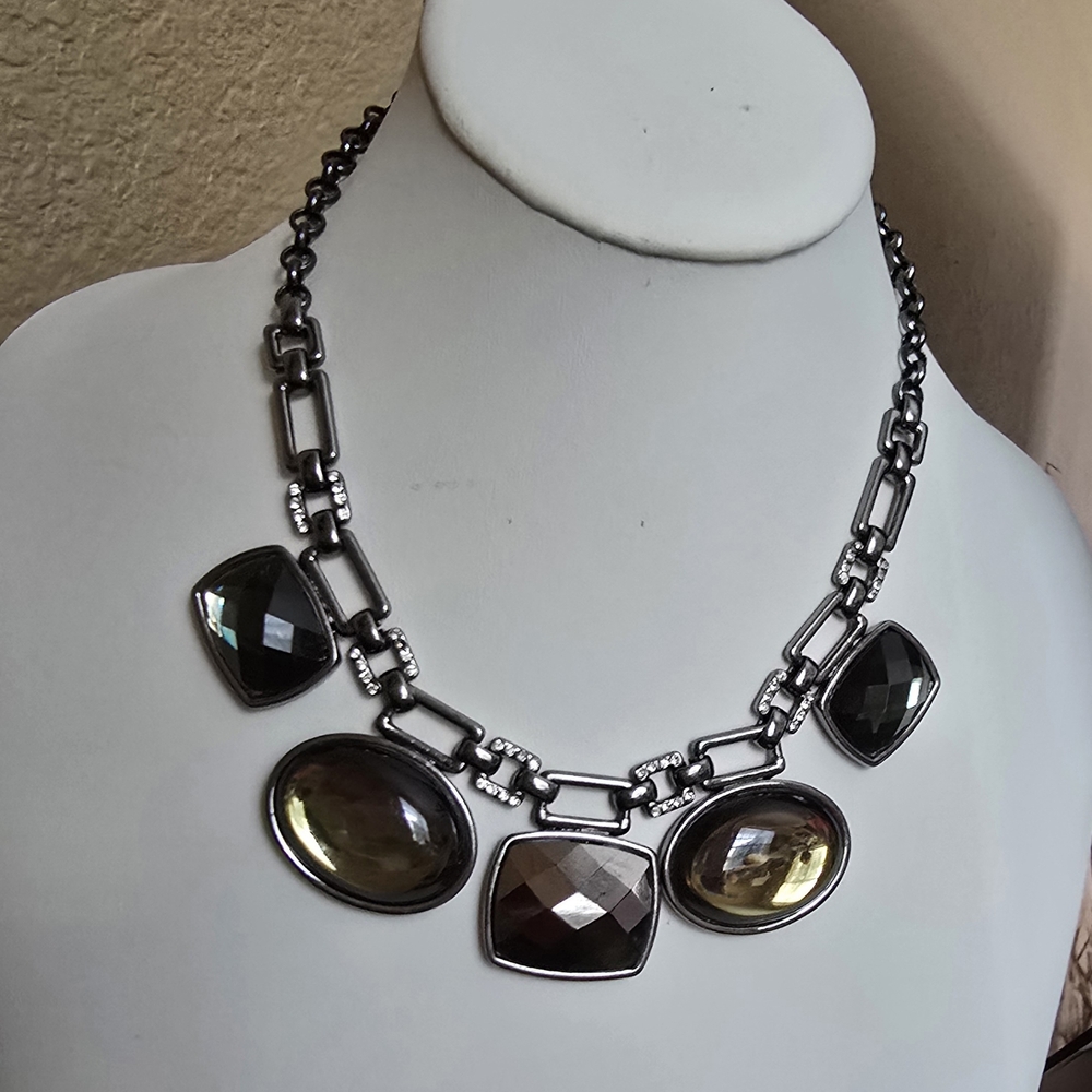 Alfani Silvertone Gem Necklace